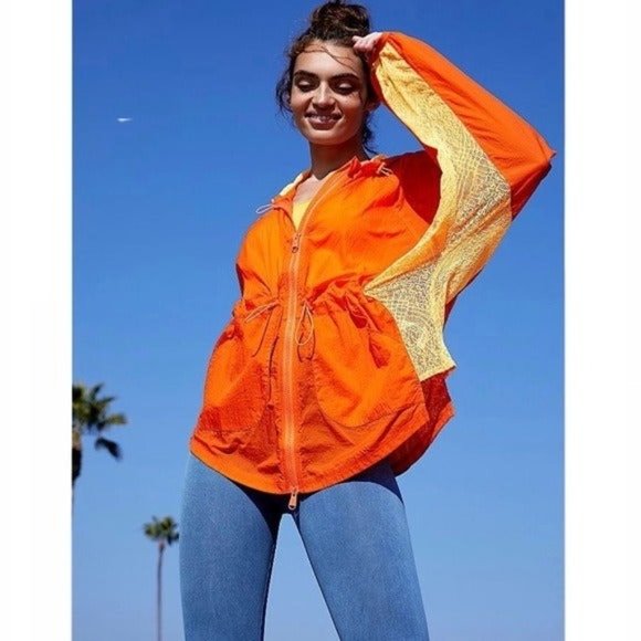 Free People Jackets & Blazers - *SOLD* NWOT FP Movement One More Mile Neon Orange Lightweight Jacket Size Small
